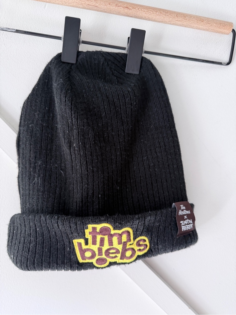Justin Bieber Tim Hortons Timbiebs Black Knit Toque Beanie Limited Edition